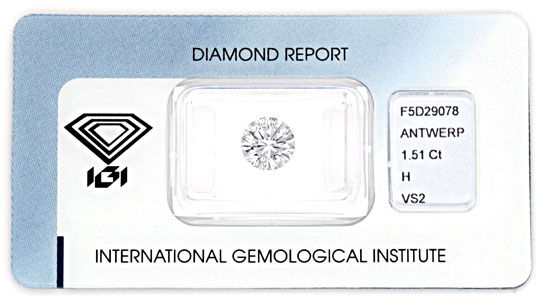 Foto 1 - Diamant 1,51ct Brillant IGI Wesselton VS2 VG VG Diamond, D5074