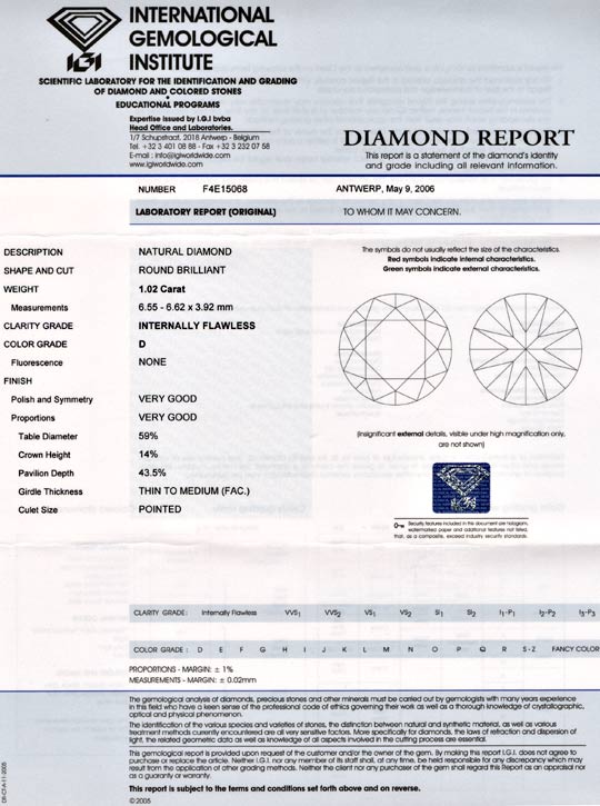 Foto 9 - Bester Diamant 1,02 River D Lupenrein VG/VG IGI Diamond, D5647