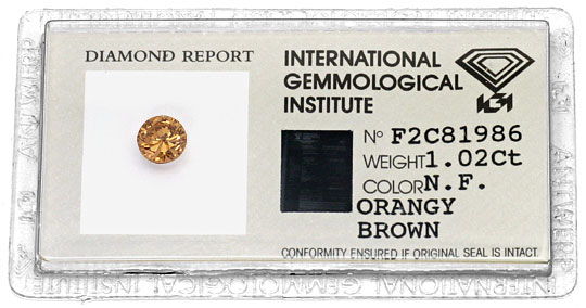 Foto 1 - Diamant 1,02 ct Cognac Bronze Fancy Orangy Brown SI IGI, D6358