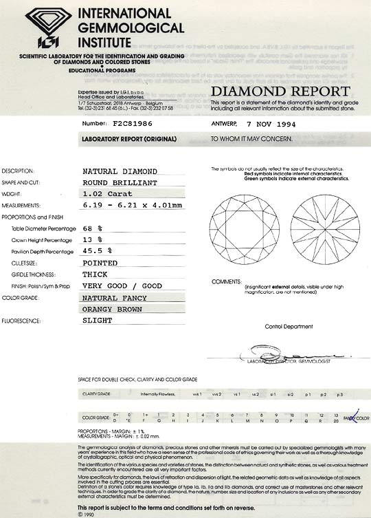 Foto 9 - Diamant 1,02 ct Cognac Bronze Fancy Orangy Brown SI IGI, D6358