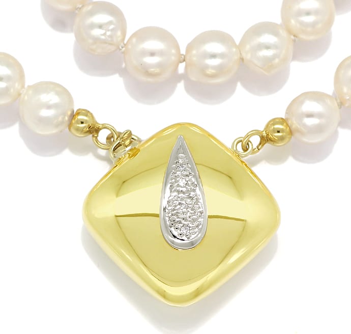Foto 2 - Perlenkette 62cm Design-Diamanten-Goldschloß, S2042