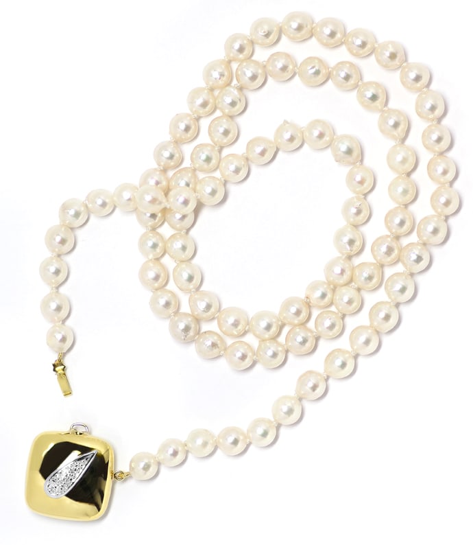 Foto 5 - Perlenkette 62cm Design-Diamanten-Goldschloß, S2042