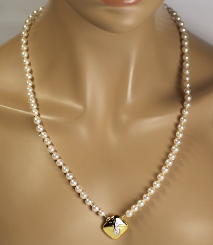 Foto 6 - Perlenkette 62cm Design-Diamanten-Goldschloß, S2042