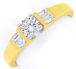 Foto 1 - Gelbgold-Ring Brillant und Diamant Baguetten Lupenrein, S4272