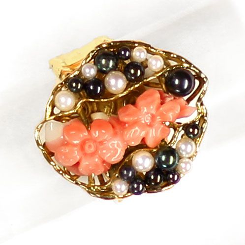 Foto 2 - Set rosa Korallen Perlen Ring Kette Armband, S9289